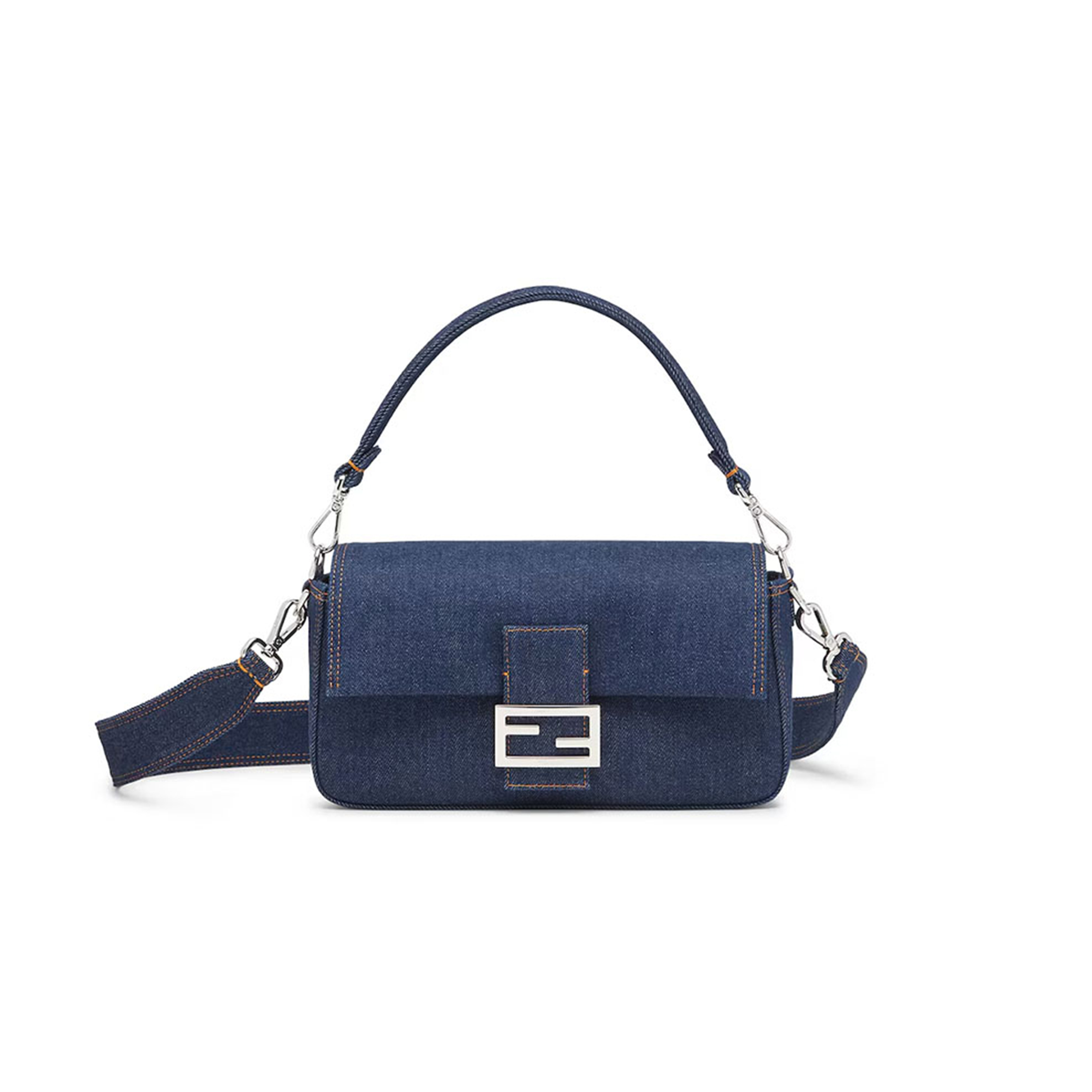FENDI BAGUETTE BLUE DENIM BAG 8BR600AL9WF0KR1 (27*15*6cm)